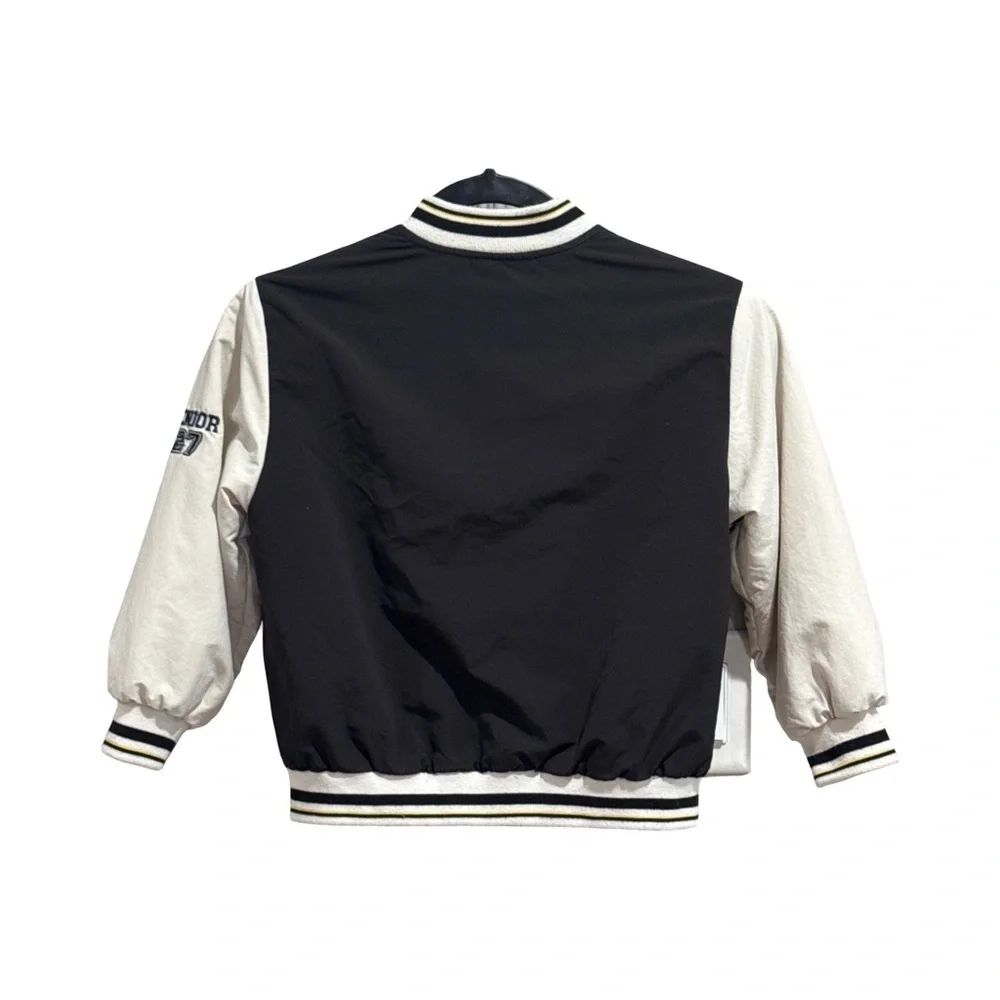 Zara Kids Black and Cream Varsity Jacket